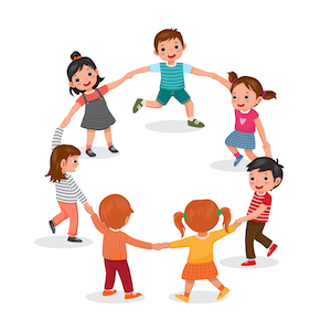 Kids dance in circle Kids dance in circle