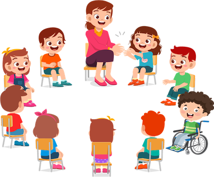 Kids in circle clap Kids in circle clap