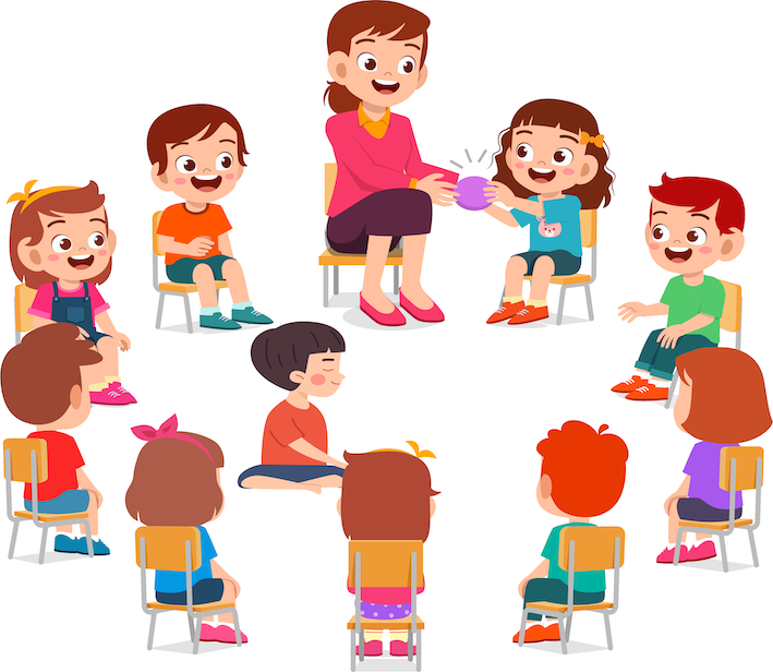 Kids and teacher in circle Kids and teacher in circle