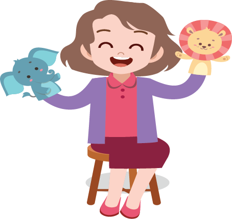 Teacher with puppet Teacher with puppet